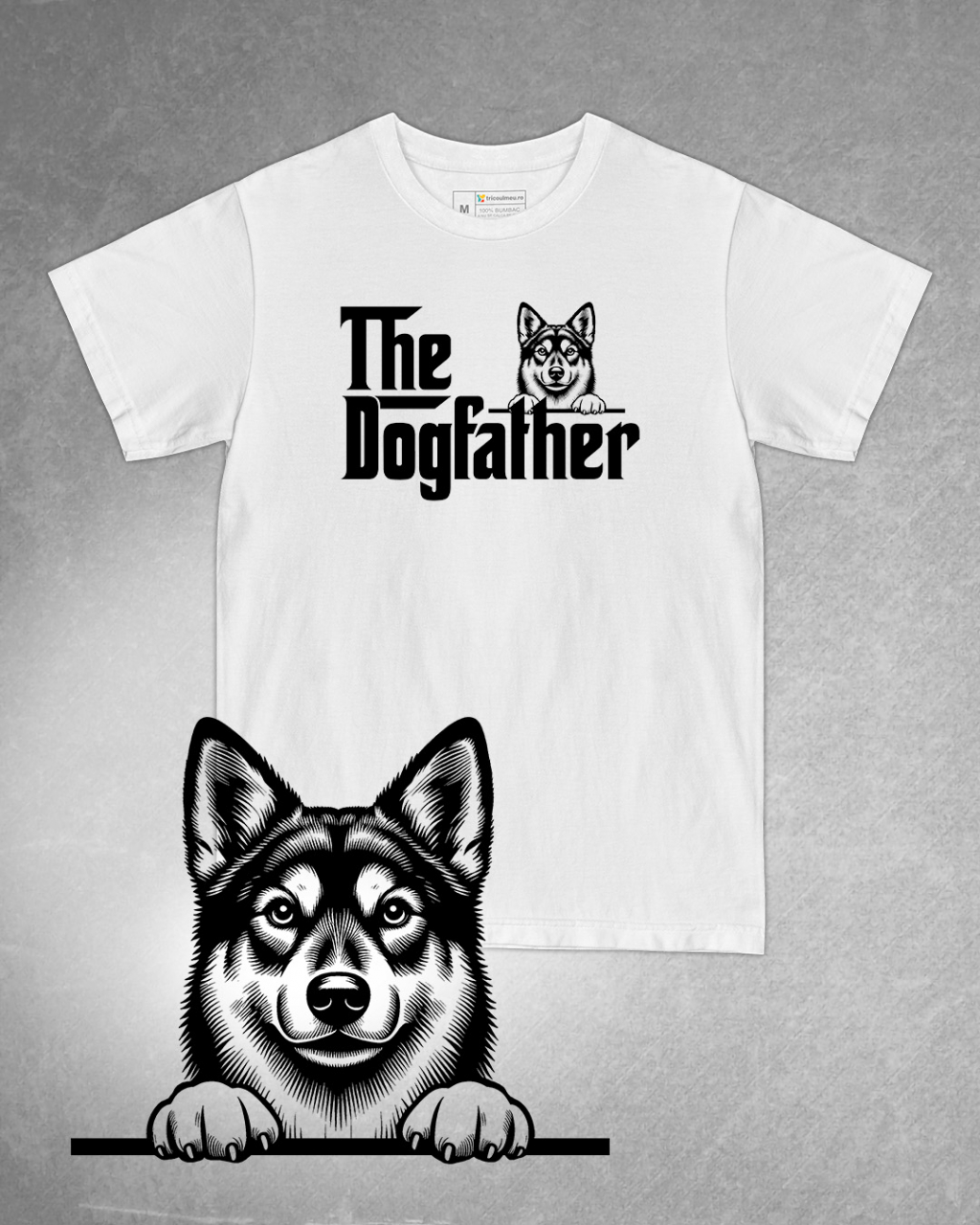 Tricou alb bărbat. Tricou personalizat. Tricou bumbac 100%.Tricou  Ciobănesc Suedez / Swedish Vallhund [1]
