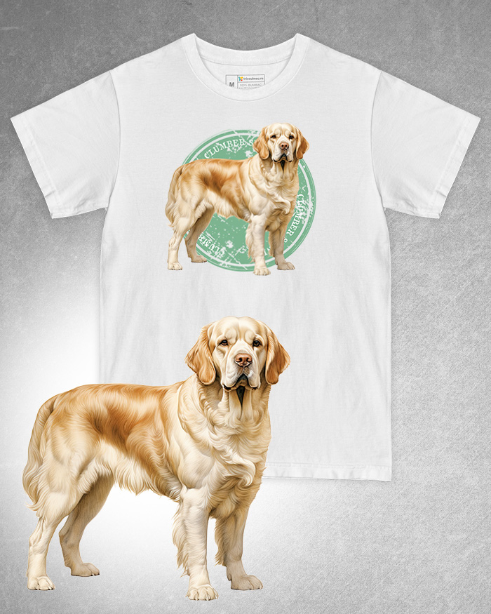 Tricou alb damă. Tricou alb bărbați. Tricou personalizat. Tricou bumbac 100%. Tricou Clumber Spaniel [1]