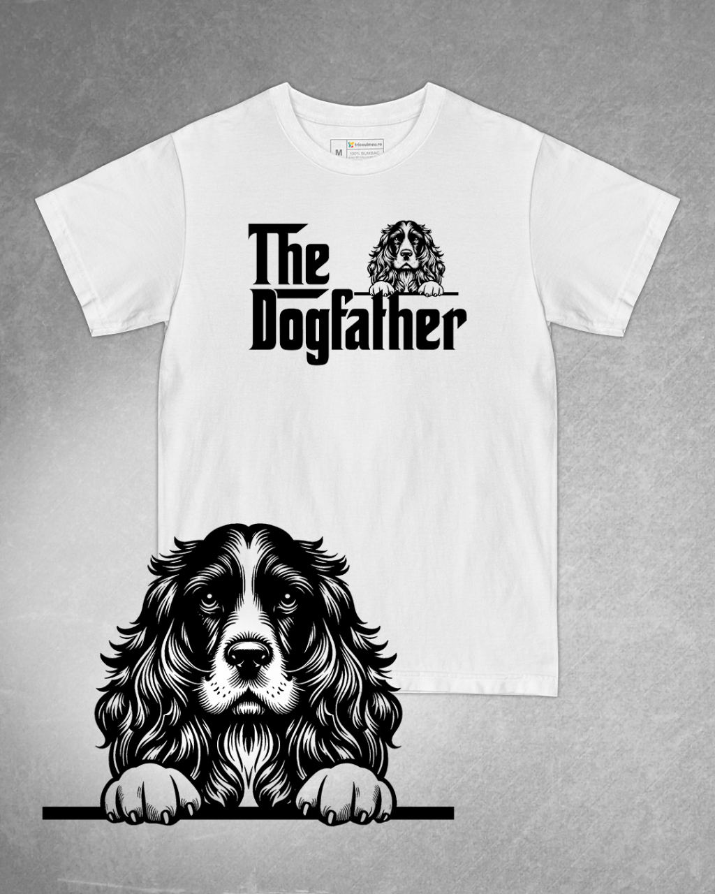 Tricou alb bărbat. Tricou personalizat. Tricou bumbac 100%.Tricou  Cocker Spaniel  / English Cocker Spaniel [1]