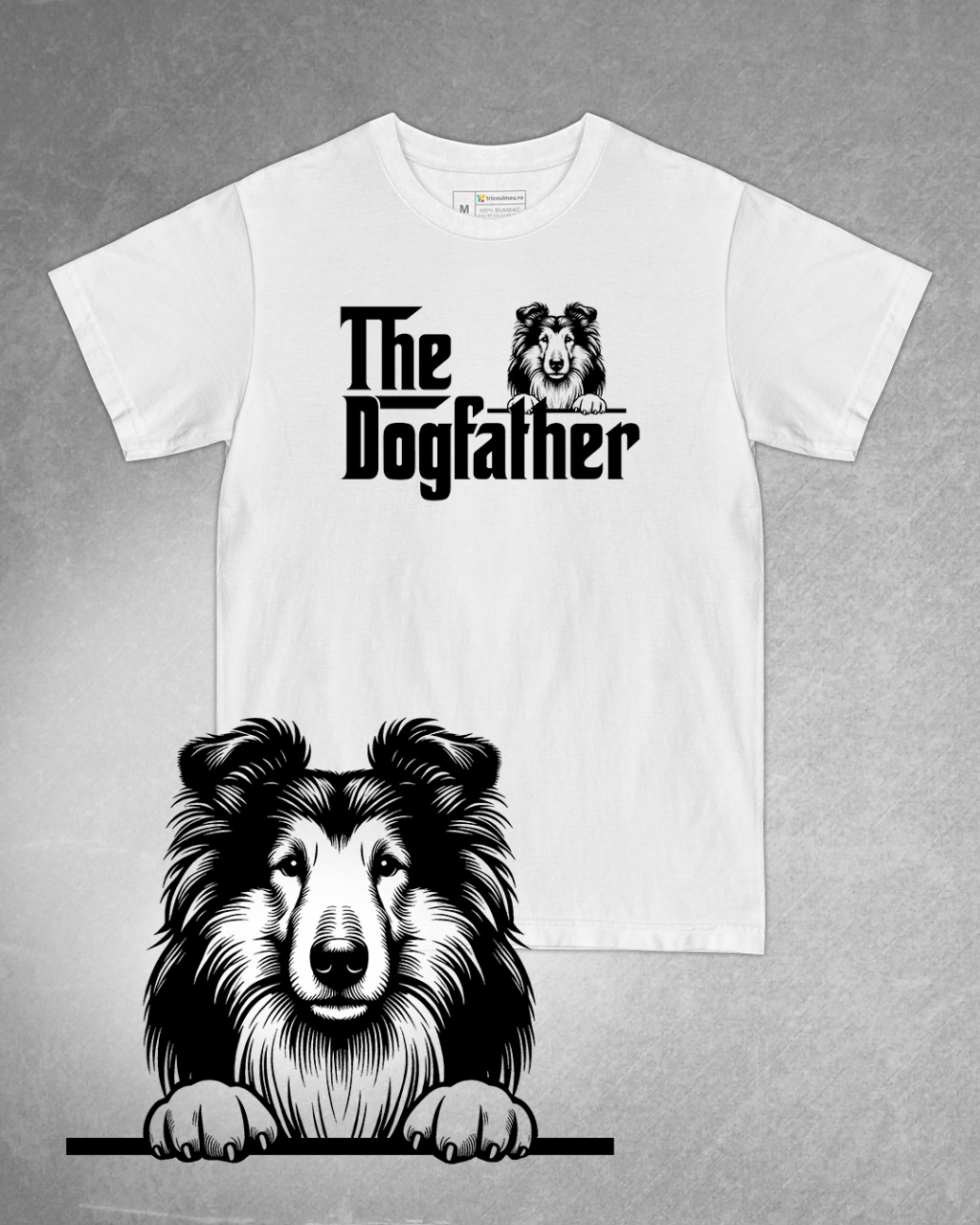 Tricou alb bărbat. Tricou personalizat. Tricou bumbac 100%.Tricou  Collie [1]