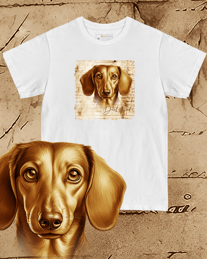 Tricou alb damă. Tricou alb bărbați. Tricou personalizat. Tricou bumbac 100%.  Teckel/Dachshund [1]