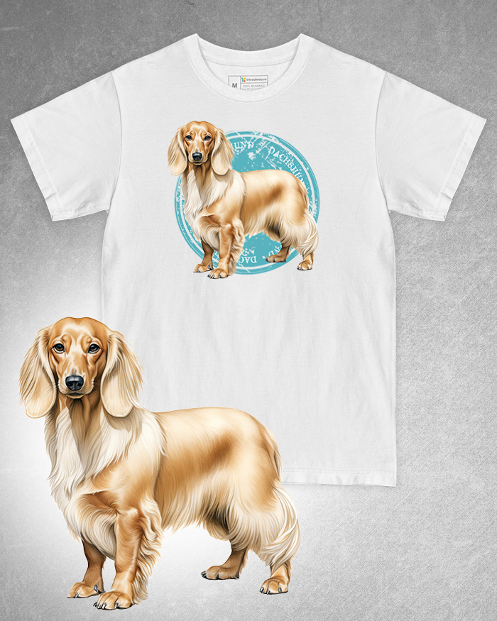 Tricou alb damă. Tricou alb bărbați. Tricou personalizat. Tricou bumbac 100%. Tricou Teckel/Dachshund [1]
