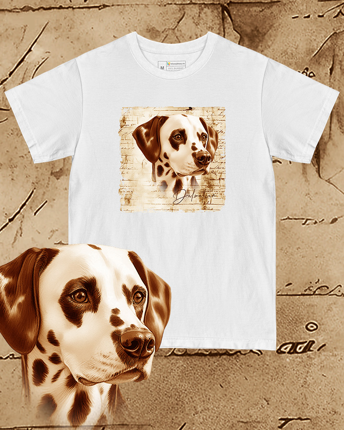Tricou alb damă. Tricou alb bărbați. Tricou personalizat. Tricou bumbac 100%.  Dalmatian [1]