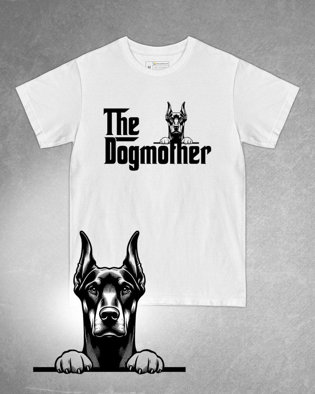Tricou alb damă. Tricou personalizat. Tricou bumbac 100%.Tricou  Doberman Pinscher [1]