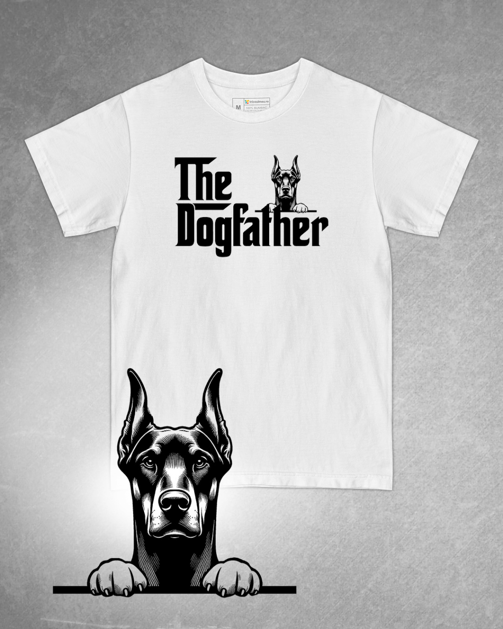 Tricou alb bărbat. Tricou personalizat. Tricou bumbac 100%.Tricou  Doberman Pinscher [1]
