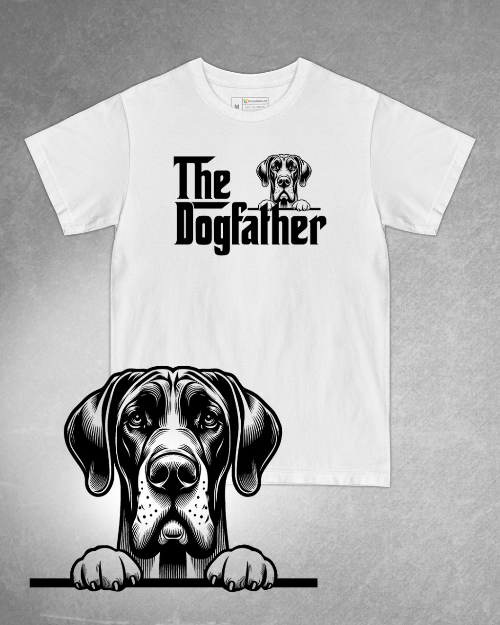 Tricou alb bărbat. Tricou personalizat. Tricou bumbac 100%.Tricou  Dog German / Great Dane [1]