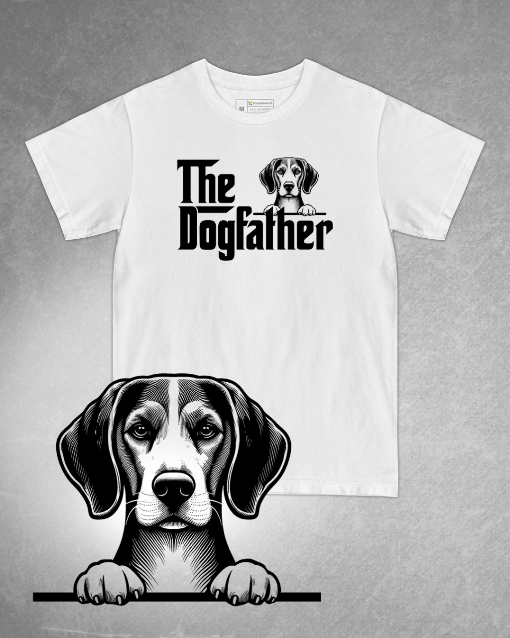 Tricou alb bărbat. Tricou personalizat. Tricou bumbac 100%.Tricou  English Foxhound [1]
