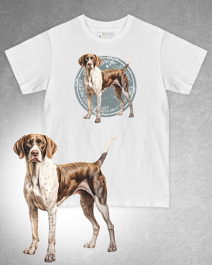 Tricou alb damă. Tricou alb bărbați. Tricou personalizat. Tricou bumbac 100%. Tricou English Pointer [1]