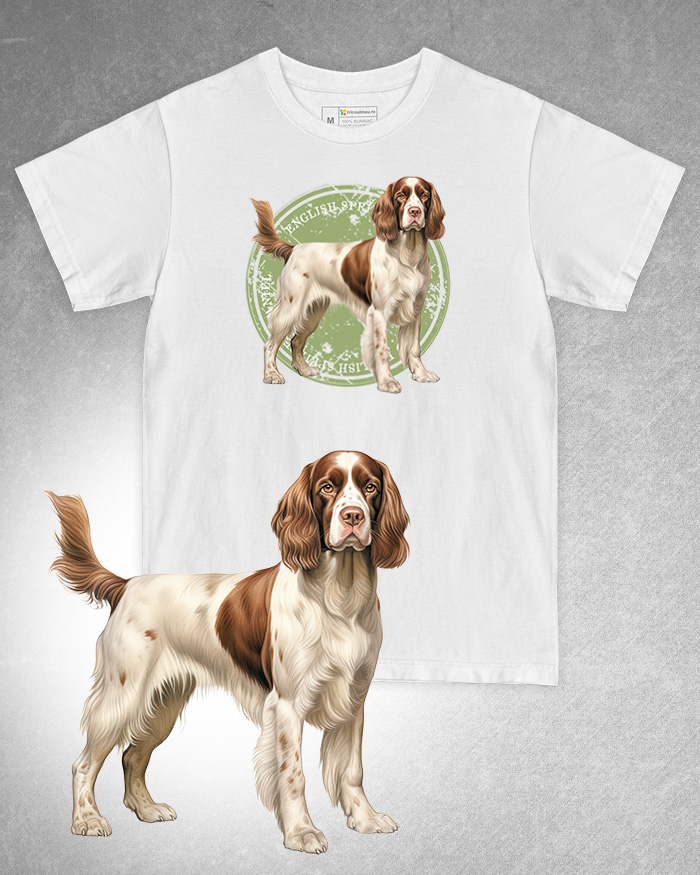 Tricou alb damă. Tricou alb bărbați. Tricou personalizat. Tricou bumbac 100%. Tricou English Springer Spaniel [1]