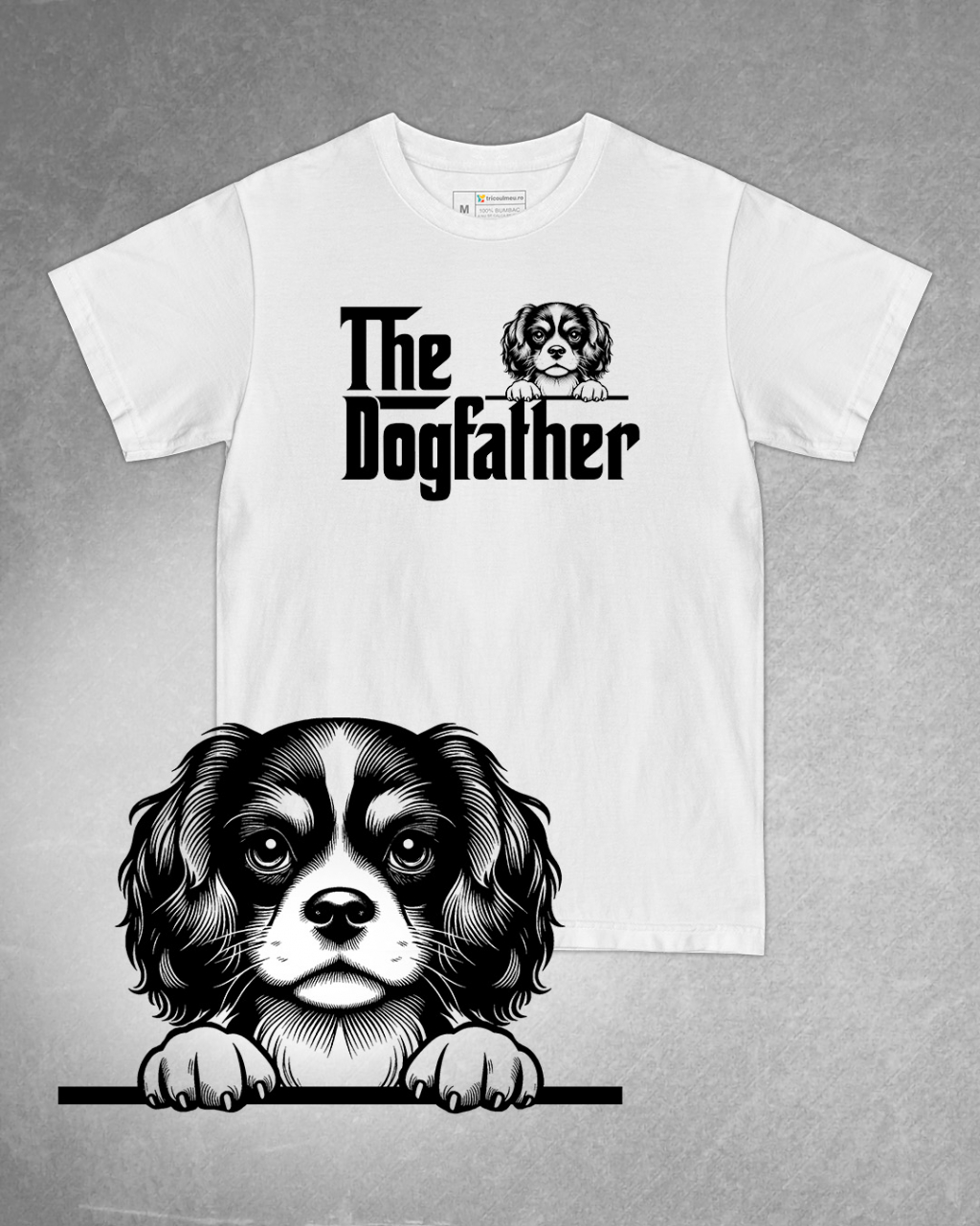 Tricou alb bărbat. Tricou personalizat. Tricou bumbac 100%.Tricou  English Toy Spaniel [1]