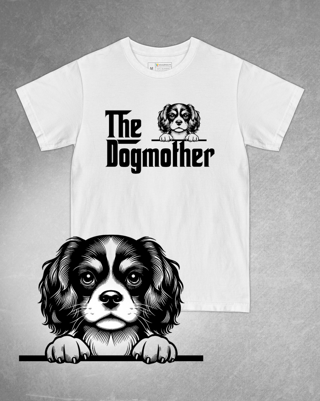 Tricou alb damă. Tricou personalizat. Tricou bumbac 100%.Tricou  English Toy Spaniel [1]