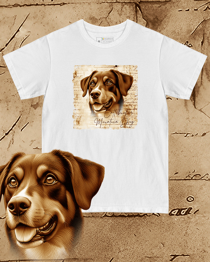 Tricou alb damă. Tricou alb bărbați. Tricou personalizat. Tricou bumbac 100%.  Entlebucher Mountain Dog [1]