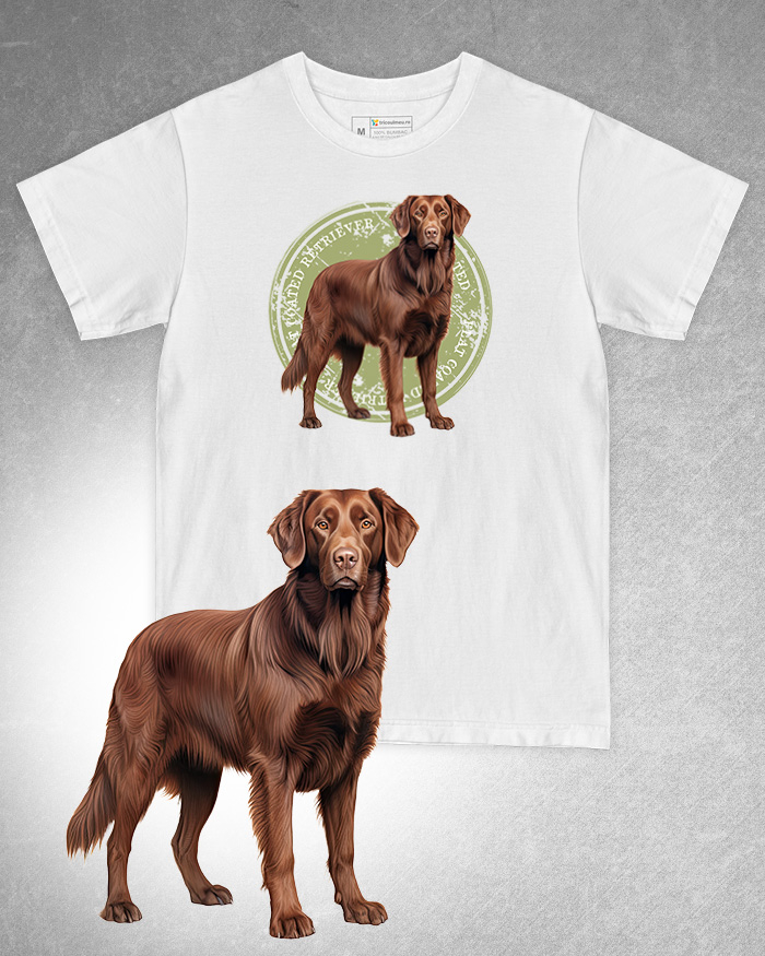 Tricou alb damă. Tricou alb bărbați. Tricou personalizat. Tricou bumbac 100%. Tricou Flat Coated Retriever [1]