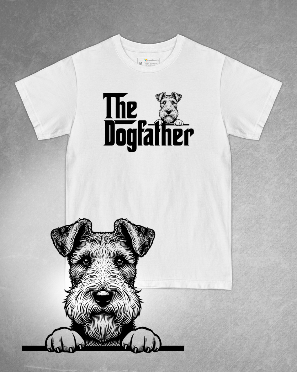 Tricou alb bărbat. Tricou personalizat. Tricou bumbac 100%.Tricou  Fox Terrier Sârmos / Wire Fox Terrier [1]