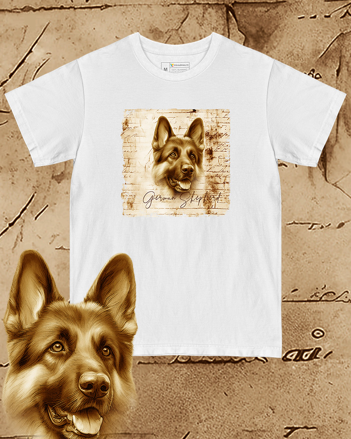 Tricou alb damă. Tricou alb bărbați. Tricou personalizat. Tricou bumbac 100%.  German Shepherd [1]