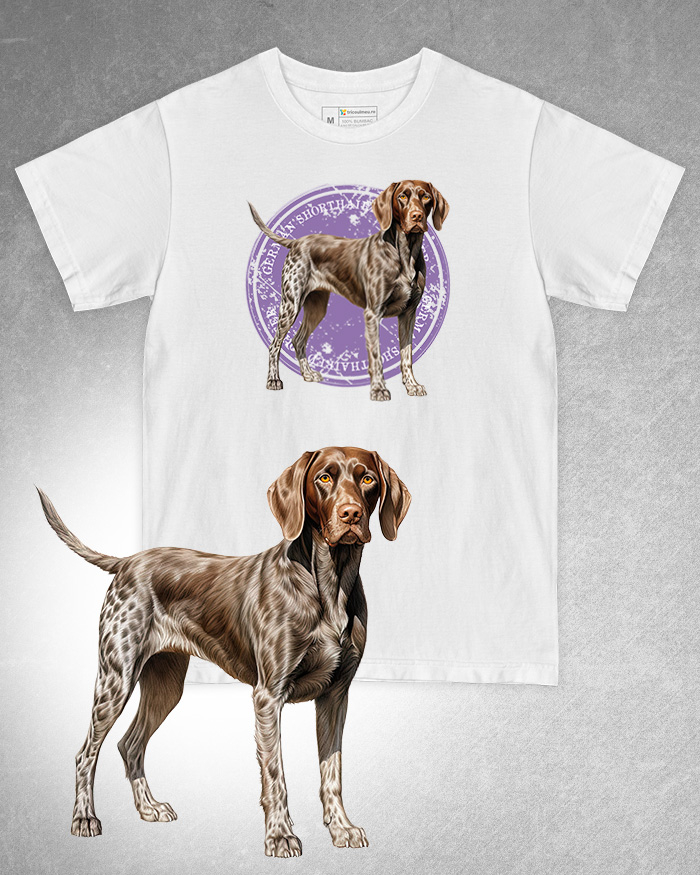 Tricou alb damă. Tricou alb bărbați. Tricou personalizat. Tricou bumbac 100%. Tricou Brac German / German Shorthaired Pointer [1]
