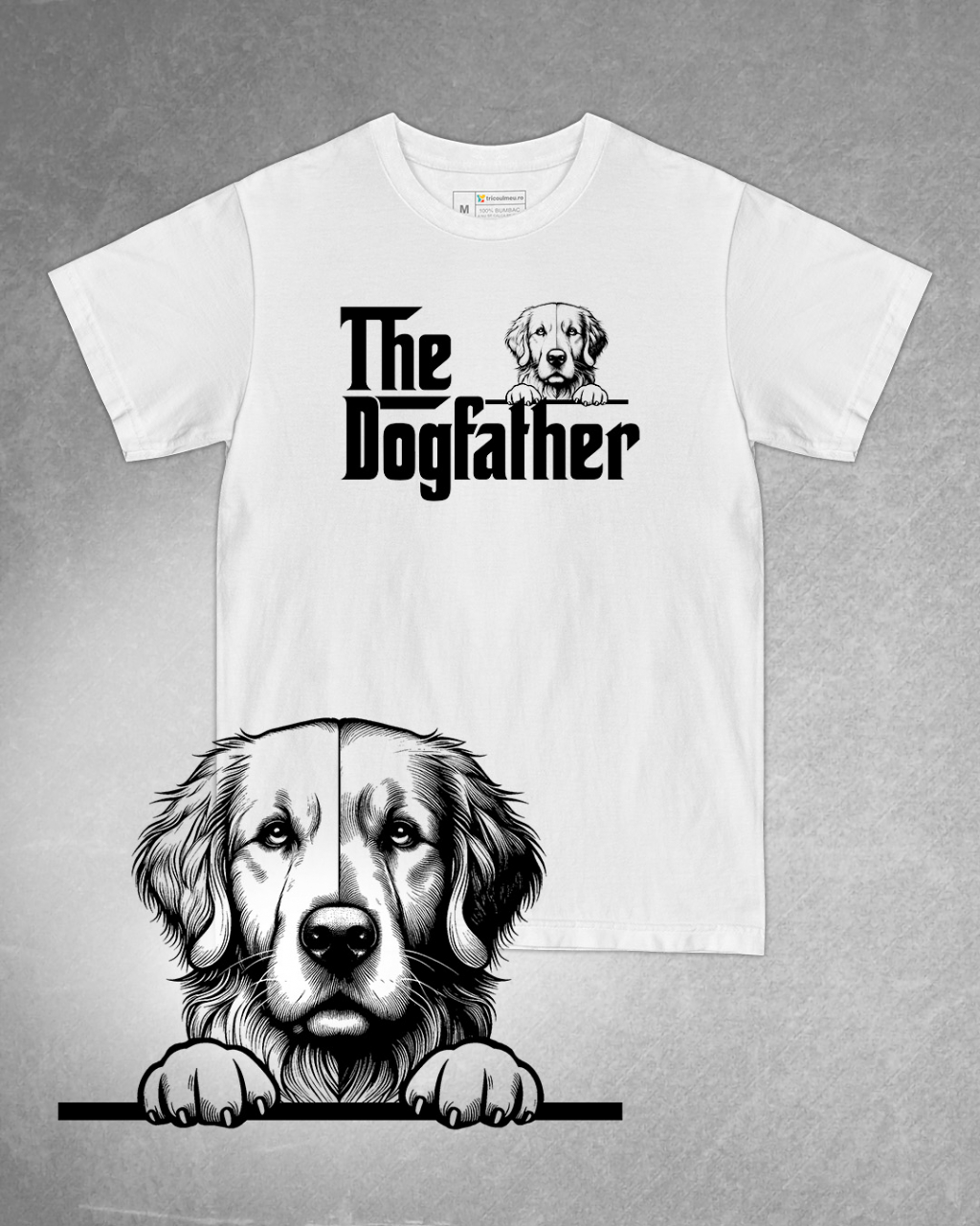 Tricou alb bărbat. Tricou personalizat. Tricou bumbac 100%.Tricou  Golden Retriever [1]
