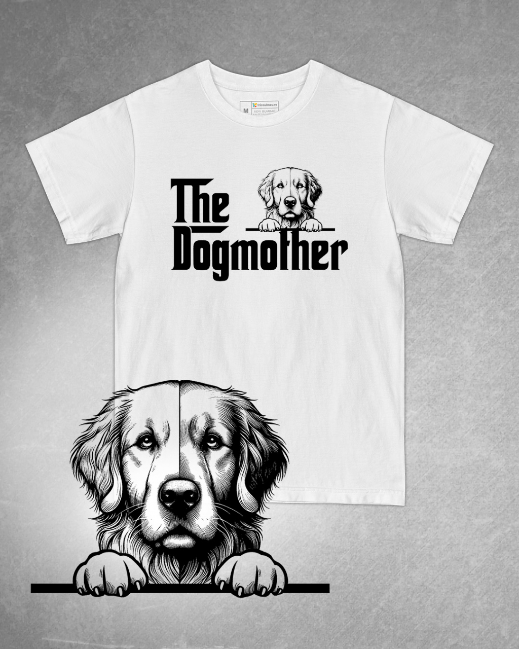 Tricou alb damă. Tricou personalizat. Tricou bumbac 100%.Tricou  Golden Retriever [1]