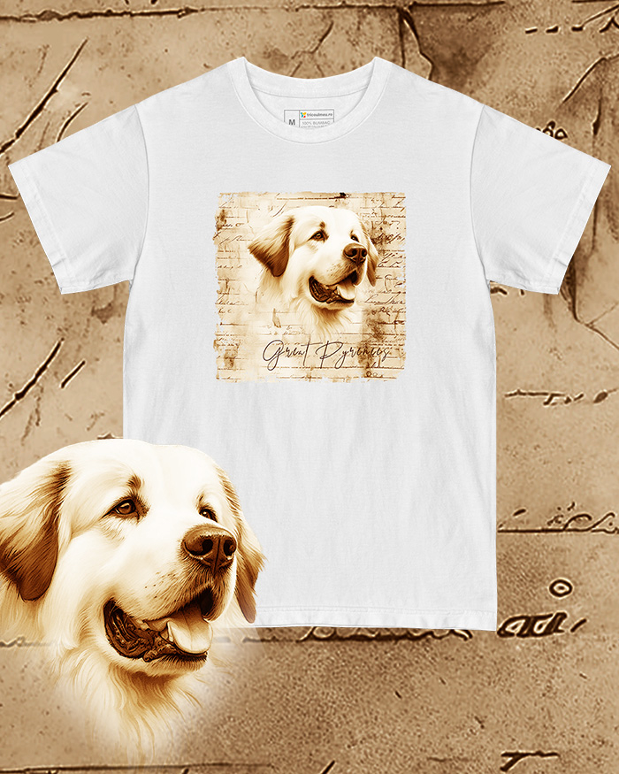 Tricou alb damă. Tricou alb bărbați. Tricou personalizat. Tricou bumbac 100%.  Great Pyrenees [1]