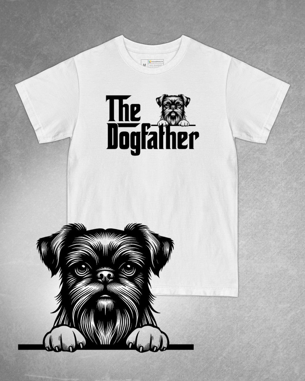 Tricou alb bărbat. Tricou personalizat. Tricou bumbac 100%.Tricou  Griffon de Bruxelles / Brussels Griffon [1]