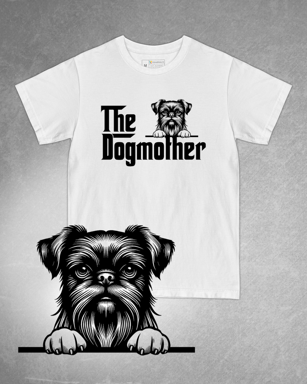 Tricou alb damă. Tricou personalizat. Tricou bumbac 100%.Tricou  Griffon de Bruxelles / Brussels Griffon [1]