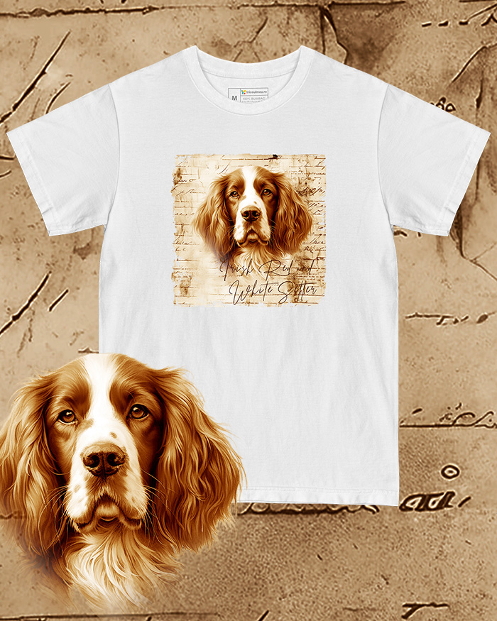 Tricou alb damă. Tricou alb bărbați. Tricou personalizat. Tricou bumbac 100%.  Irish Red and White Setter [1]