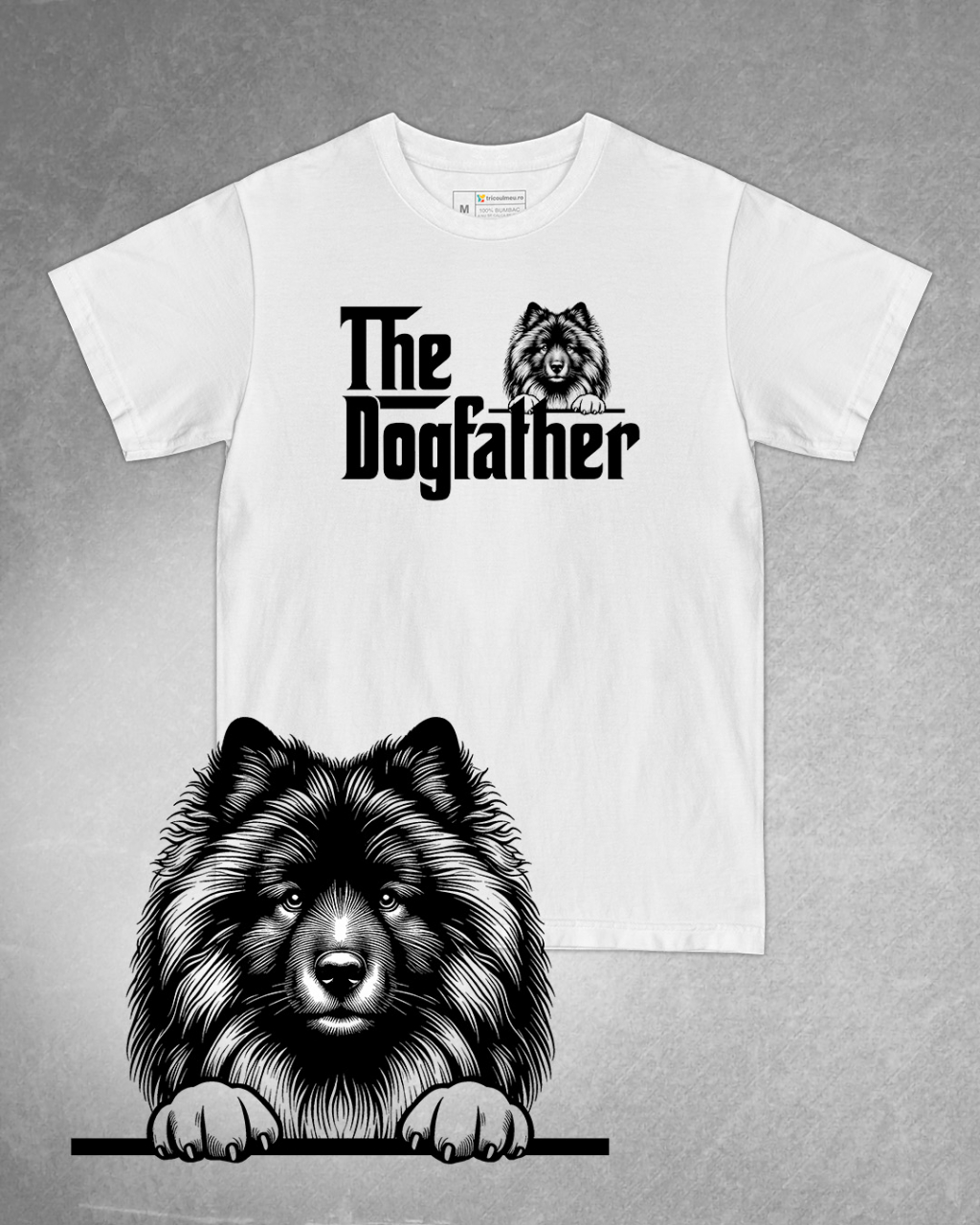 Tricou alb bărbat. Tricou personalizat. Tricou bumbac 100%.Tricou  Keeshond [1]