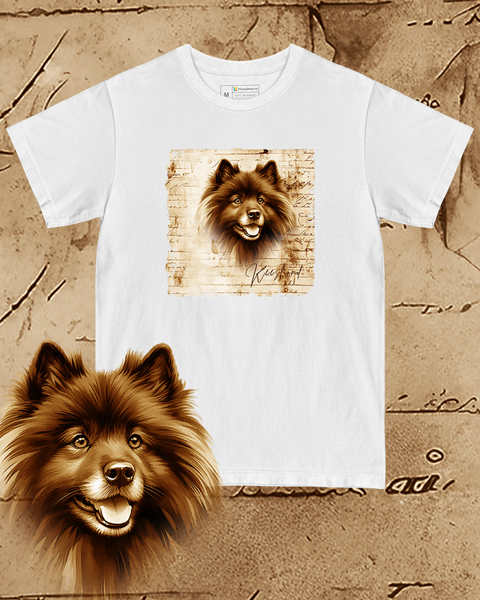 Tricou alb damă. Tricou alb bărbați. Tricou personalizat. Tricou bumbac 100%.  Keeshond [1]