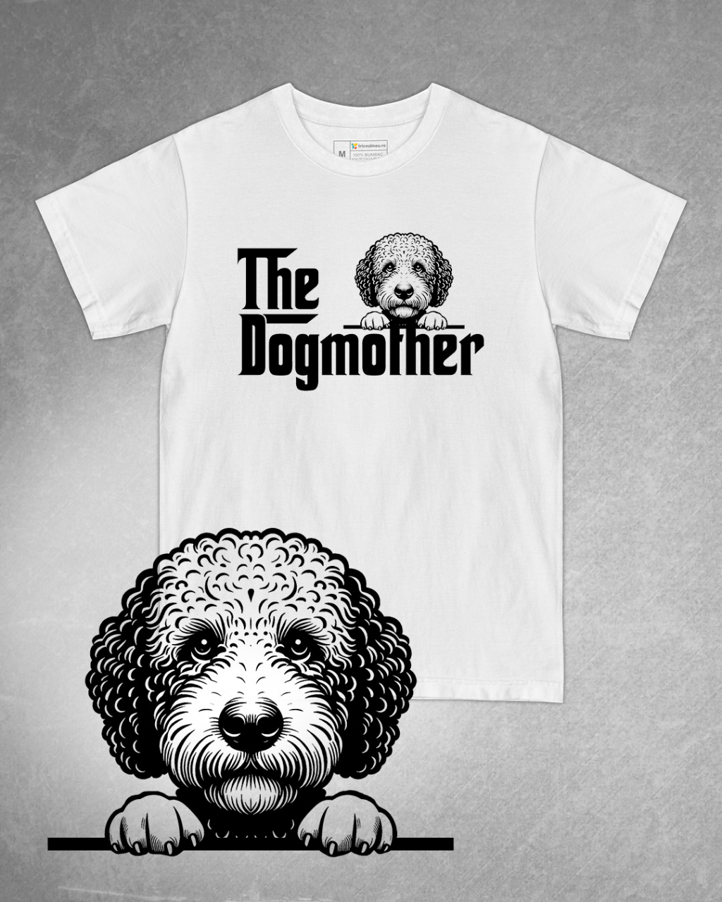 Tricou alb damă. Tricou personalizat. Tricou bumbac 100%.Tricou  Lagotto Romagnolo [1]