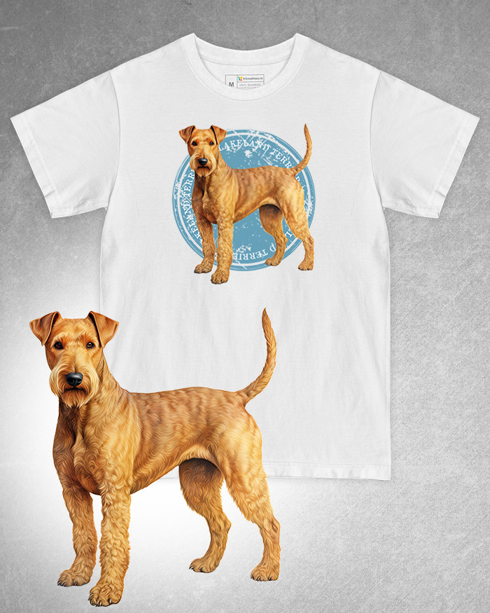 Tricou alb damă. Tricou alb bărbați. Tricou personalizat. Tricou bumbac 100%. Tricou Lakeland Terrier [1]
