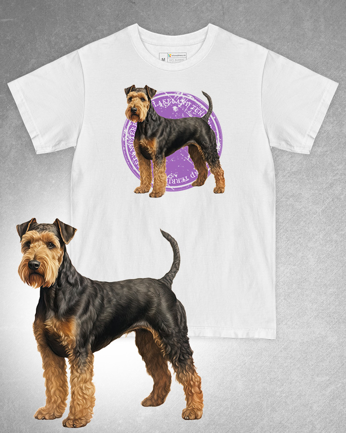 Tricou alb damă. Tricou alb bărbați. Tricou personalizat. Tricou bumbac 100%. Tricou Lakeland Terrier [1]