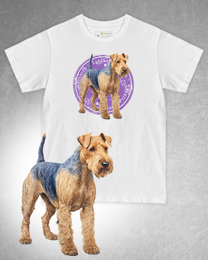 Tricou alb damă. Tricou alb bărbați. Tricou personalizat. Tricou bumbac 100%. Tricou Lakeland Terrier [1]