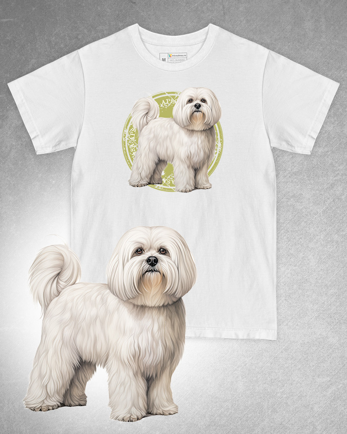Tricou alb damă. Tricou alb bărbați. Tricou personalizat. Tricou bumbac 100%. Tricou Lhasa Apso [1]