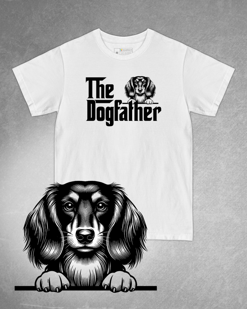 Tricou alb bărbat. Tricou personalizat. Tricou bumbac 100%.Tricou  Longhaired Teckel / Dachshund [1]