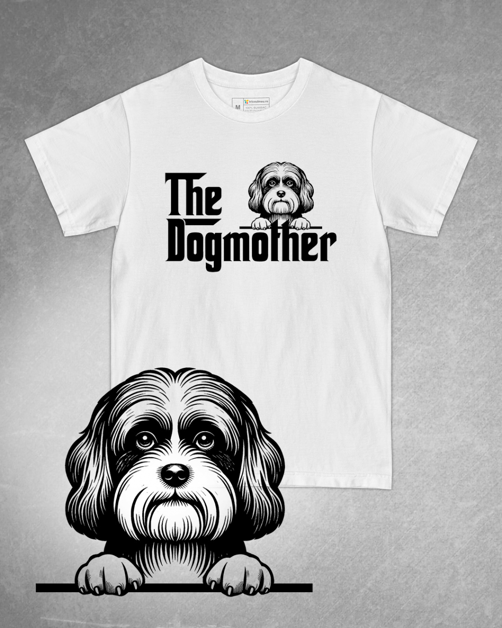 Tricou alb damă. Tricou personalizat. Tricou bumbac 100%.Tricou  Lowchen [1]
