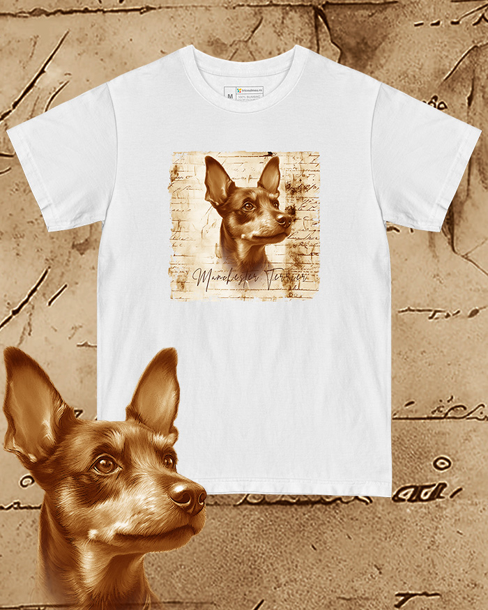 Tricou alb damă. Tricou alb bărbați. Tricou personalizat. Tricou bumbac 100%.  Manchester Terrier [1]