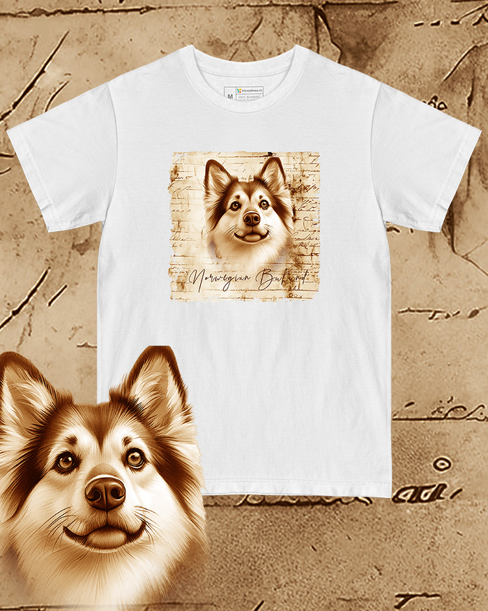 Tricou alb damă. Tricou alb bărbați. Tricou personalizat. Tricou bumbac 100%.  Norwegian Buhund [1]