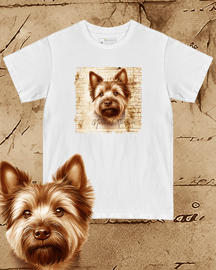 Tricou alb damă. Tricou alb bărbați. Tricou personalizat. Tricou bumbac 100%.  Norwich Terrier [1]