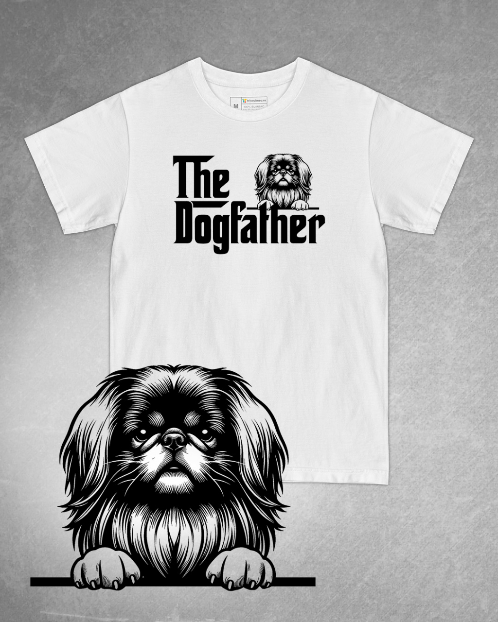 Tricou alb bărbat. Tricou personalizat. Tricou bumbac 100%.Tricou Pechinez cu Părul Lung / Pekingese Long Haired [1]