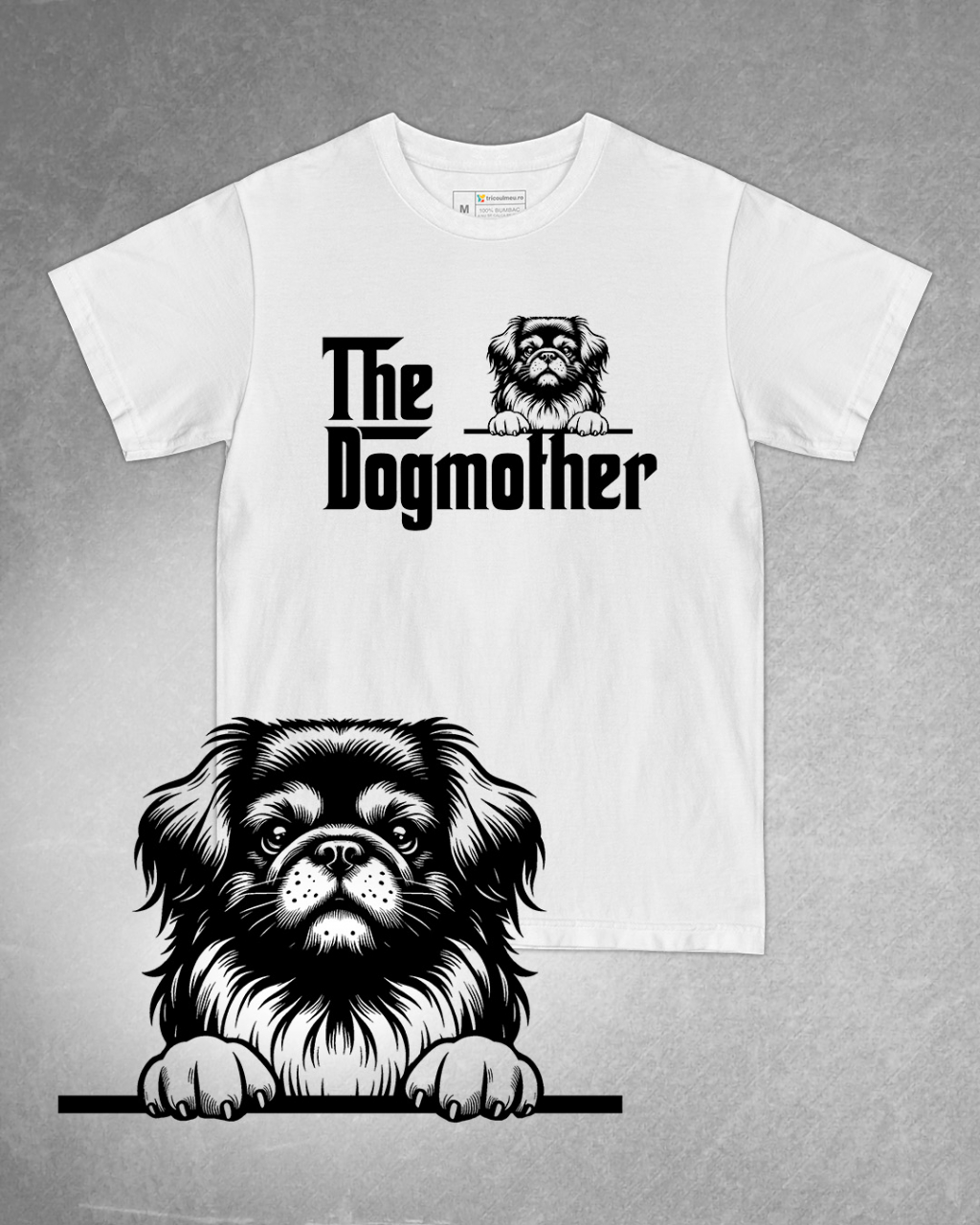 Tricou alb damă. Tricou personalizat. Tricou bumbac 100%.Tricou  Pechinez / Pekingese #1 [1]