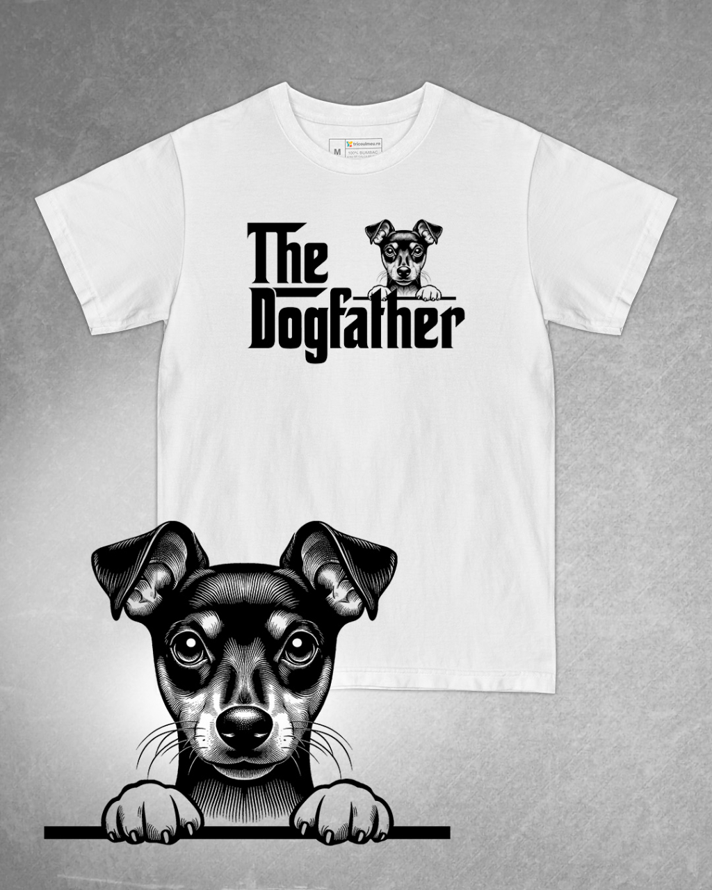 Tricou alb bărbat. Tricou personalizat. Tricou bumbac 100%.Tricou Pinscher Pitic / Miniature Pinscher [1]