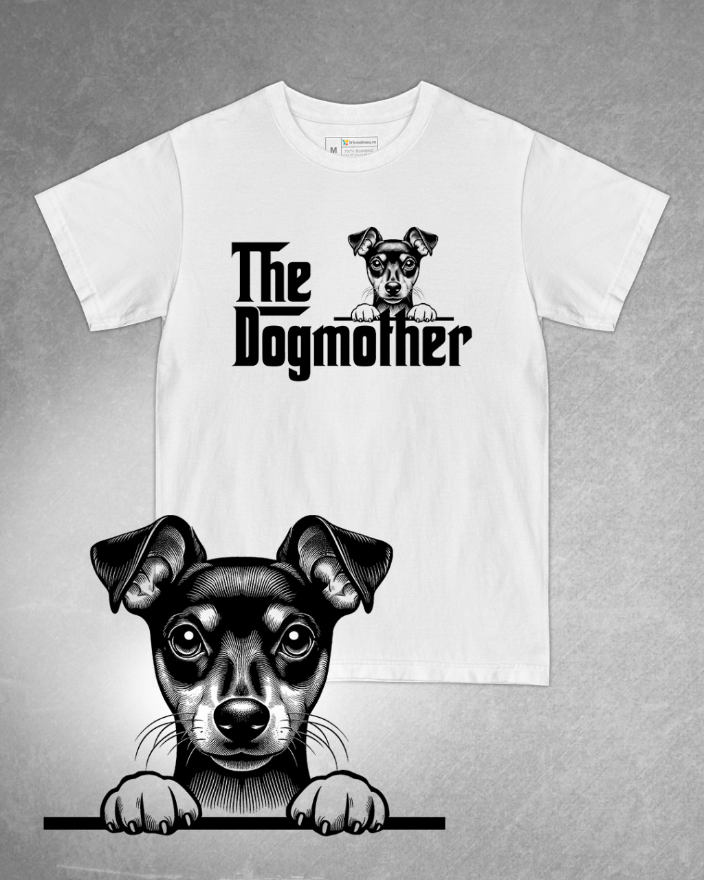 Tricou alb damă. Tricou personalizat. Tricou bumbac 100%.Tricou Pinscher Pitic / Miniature Pinscher [1]
