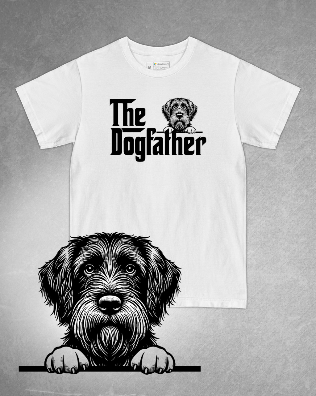 Tricou alb bărbat. Tricou personalizat. Tricou bumbac 100%.Tricou  Pointing Griffon Sârmos / Wirehaired Pointing Griffon [1]