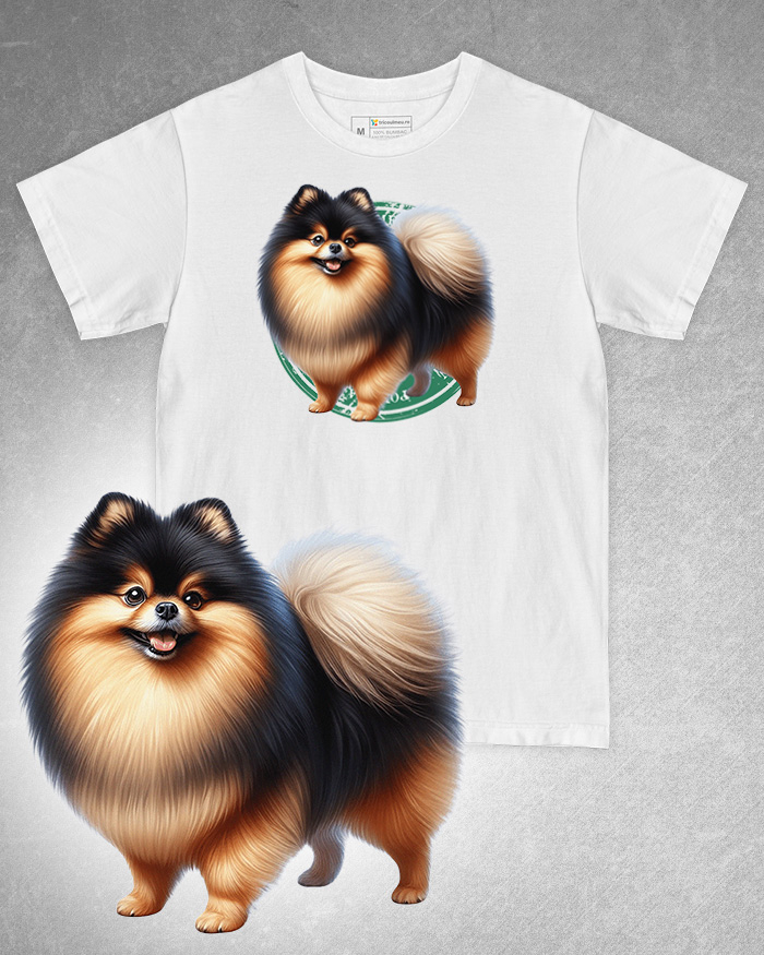 Tricou alb damă. Tricou alb bărbați. Tricou personalizat. Tricou bumbac 100%. Tricou Pomeranian [1]