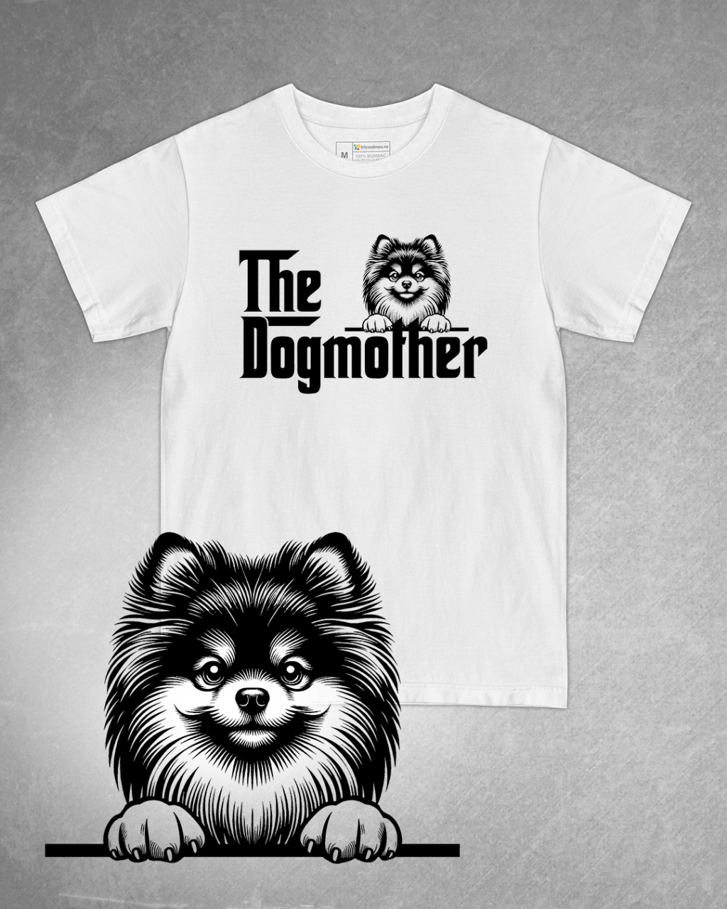 Tricou alb damă. Tricou personalizat. Tricou bumbac 100%.Tricou  Pomeranian [1]