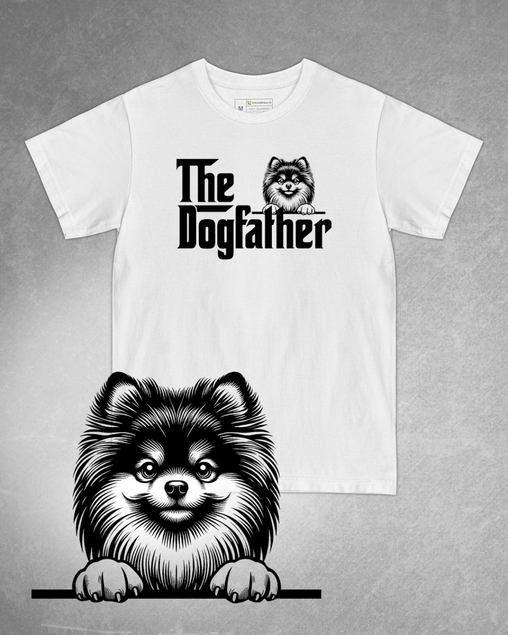 Tricou alb bărbat. Tricou personalizat. Tricou bumbac 100%.Tricou  Pomeranian [1]