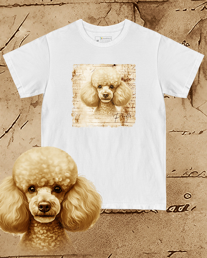 Tricou alb damă. Tricou alb bărbați. Tricou personalizat. Tricou bumbac 100%.  Pudel / Poodle [1]