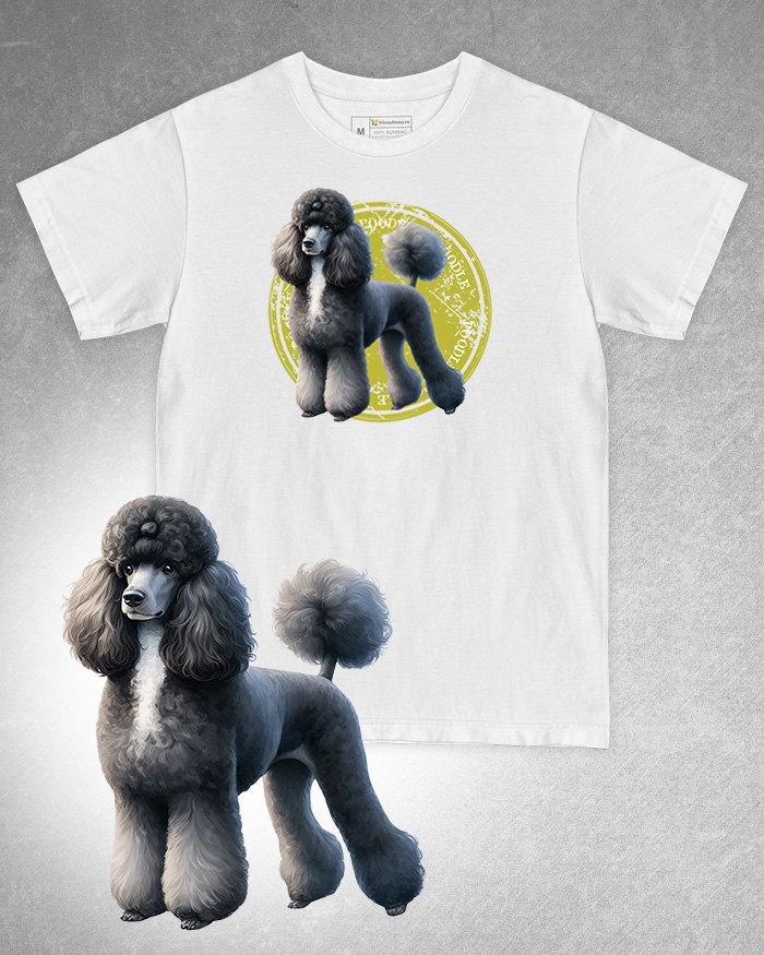 Tricou alb damă. Tricou alb bărbați. Tricou personalizat. Tricou bumbac 100%. Tricou Pudel / Poodle [1]