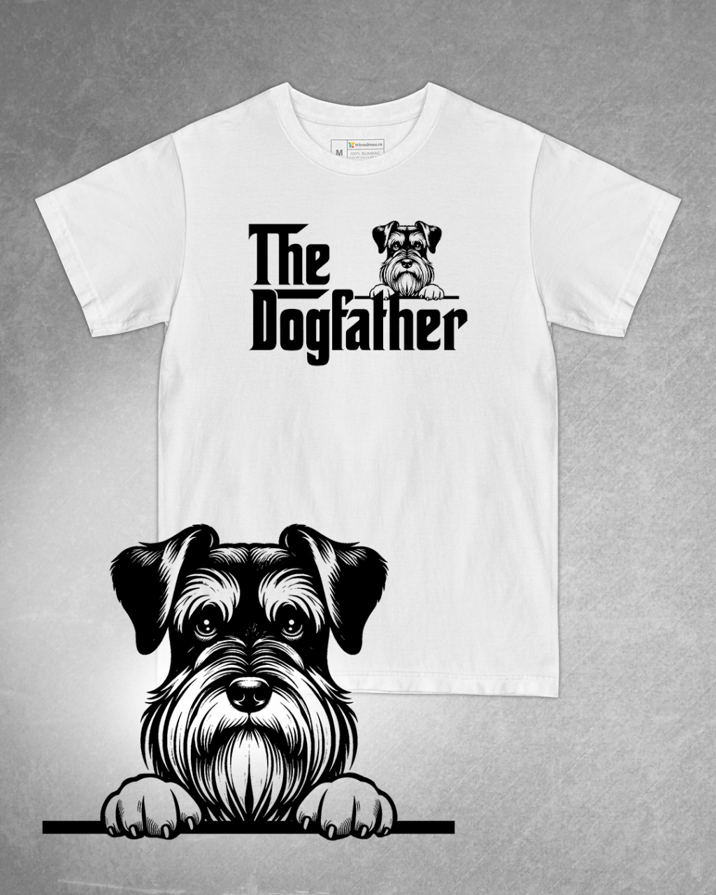 Tricou alb bărbat. Tricou personalizat. Tricou bumbac 100%.Tricou  Schnautzer Pitic / Mini Schnauzer [1]