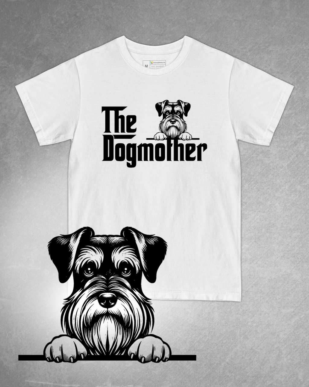 Tricou alb damă. Tricou personalizat. Tricou bumbac 100%.Tricou  Schnautzer Pitic / Mini Schnauzer [1]